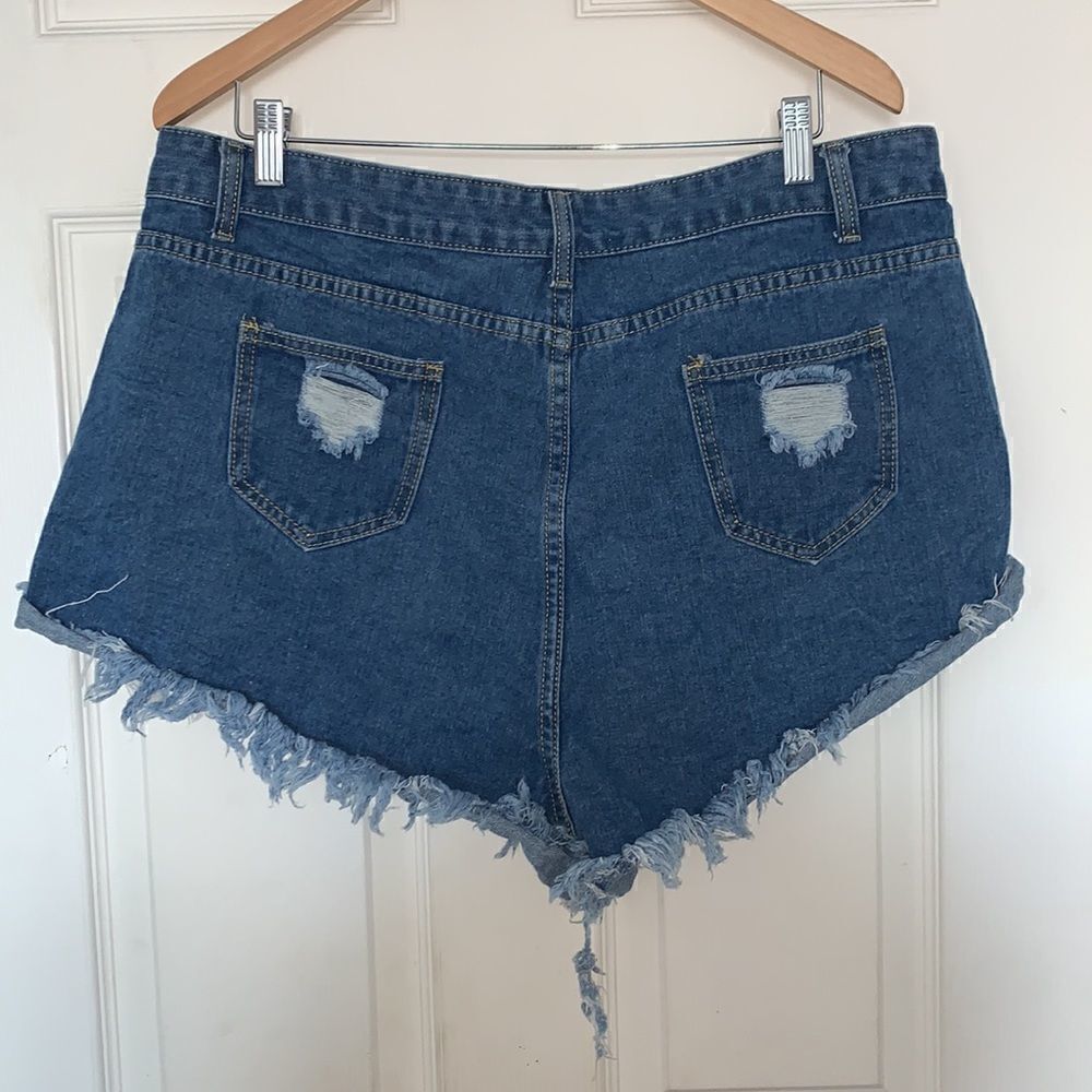 Shein Distressed Denim Shorts  - Picture 2 of 3